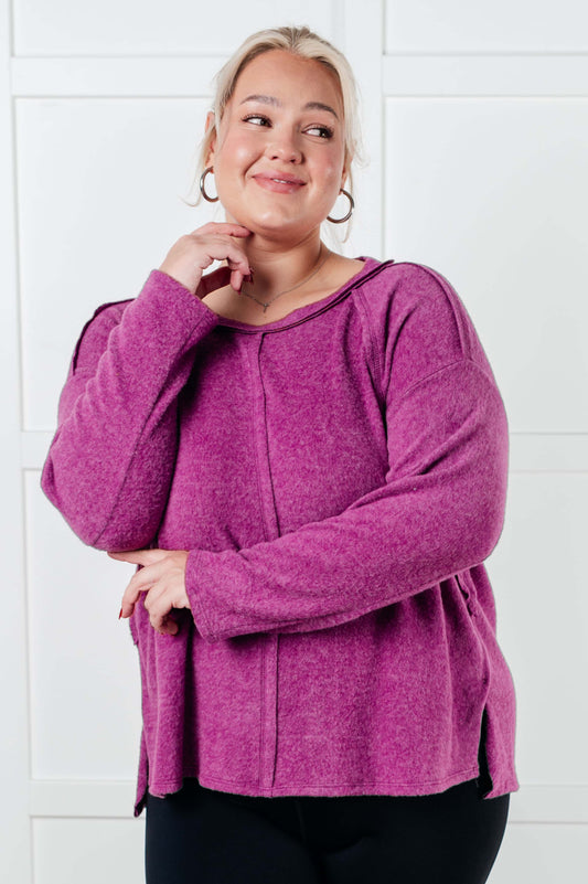 Simple Silhouette Brushed Hacci Sweater in Light Plum Ave Shops