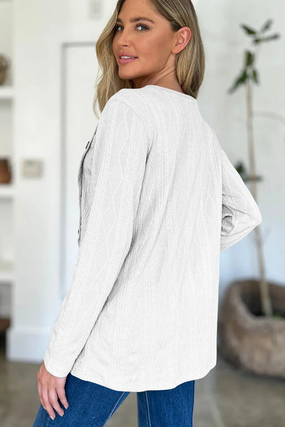 Slit Round Neck Long Sleeve T-Shirt Trendsi