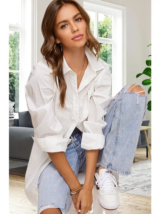 Solid White Poplin Shirt The Magnolia Cottage Boutique