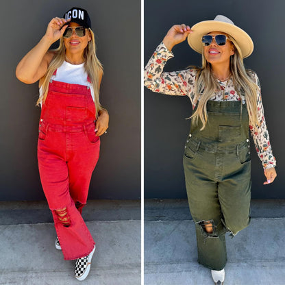 PREORDER: Dahlia Crop Wide Leg Overalls in Two Colors Ave Shops