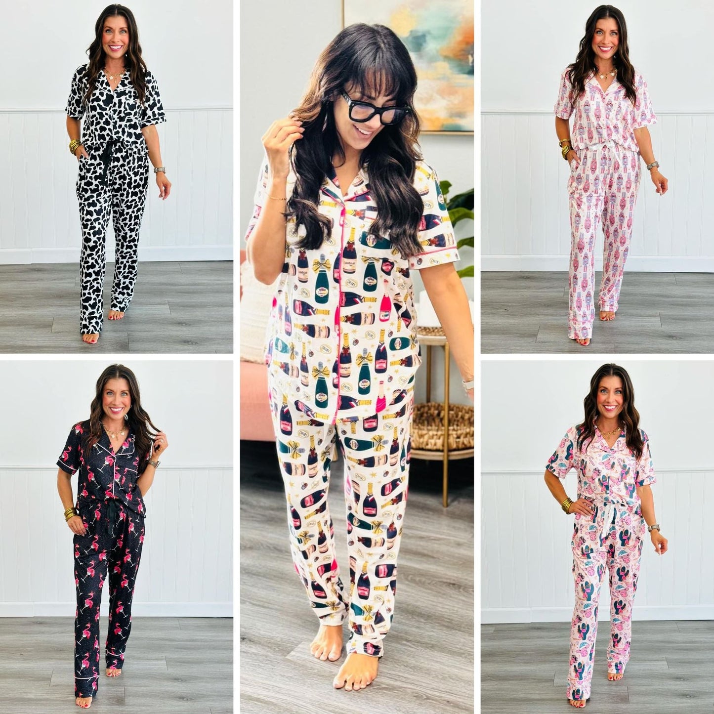 PREORDER: Button Front Pajama Set in Five Prints Ave Shops
