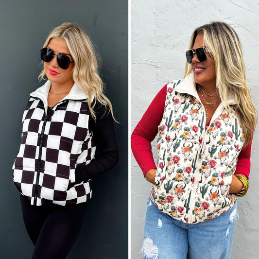 PREORDER: Puffer Vest in Two Prints Ave Shops