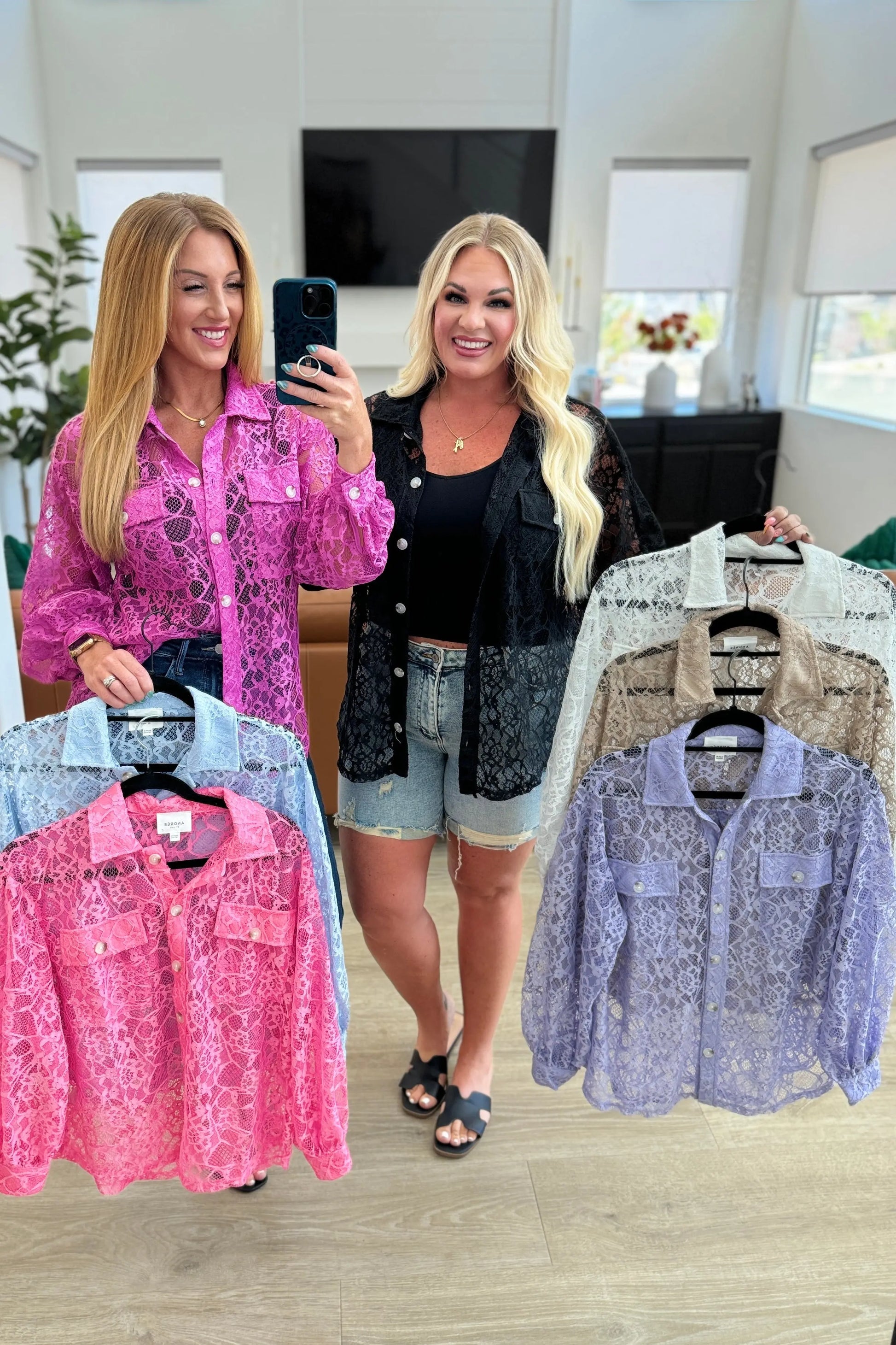 Stick Together Lace Button Up in Lavender Ave Shops