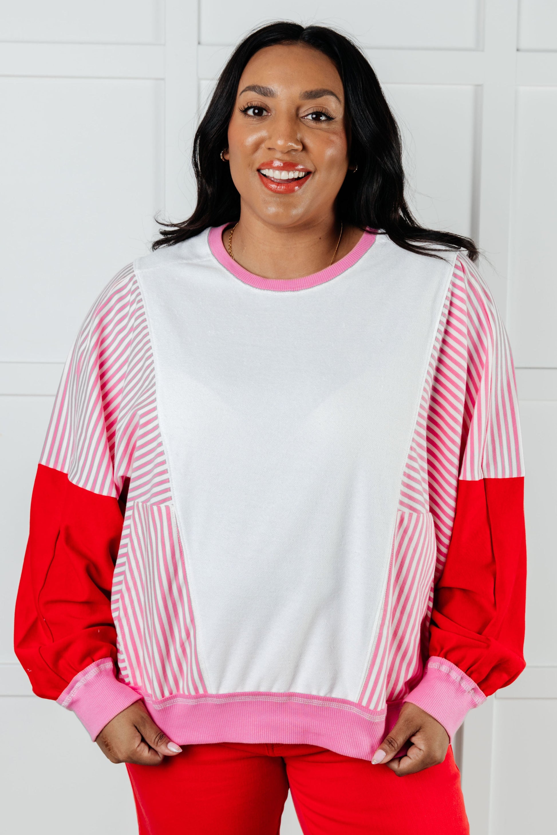 Stripes on My Sleeves Color Block Pullover Ave Shops