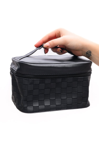 Subtly Checked Cosmetic Bags set of 4 in Black Ave Shops