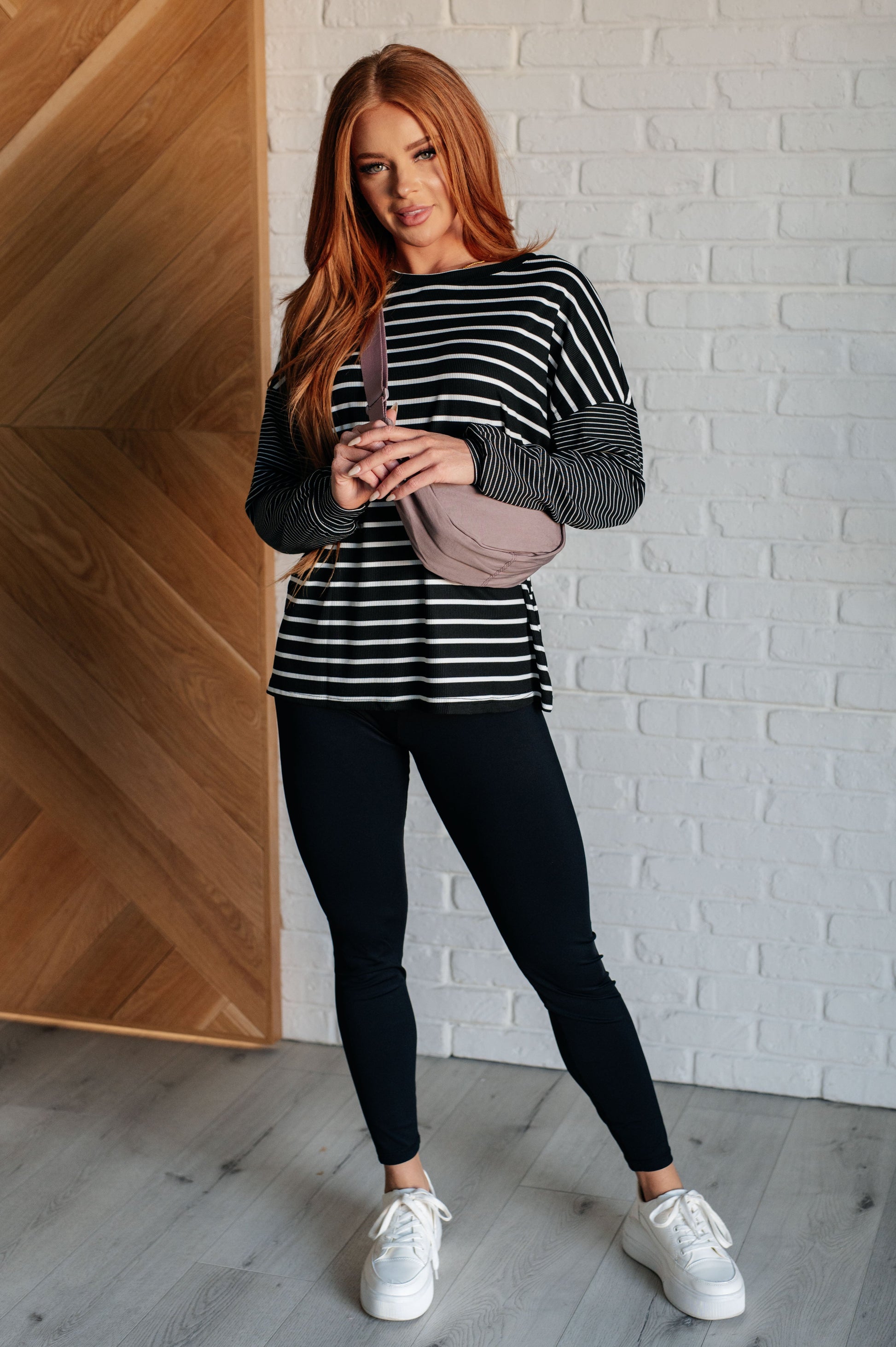Super Clever Patchwork Striped Top in Black Ave Shops