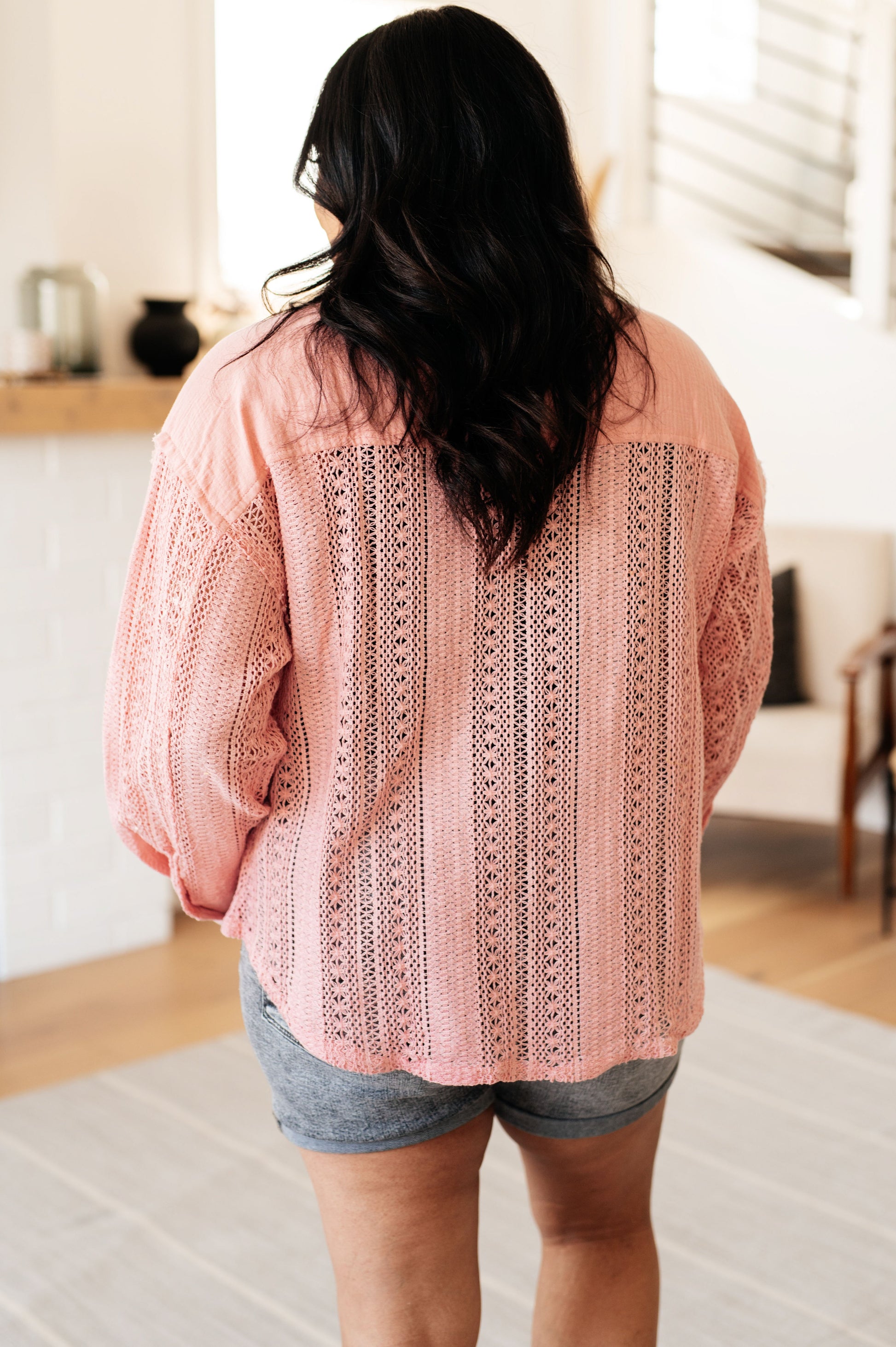 Sweeter Than Nectar Lace Button Down in Rose Ave Shops