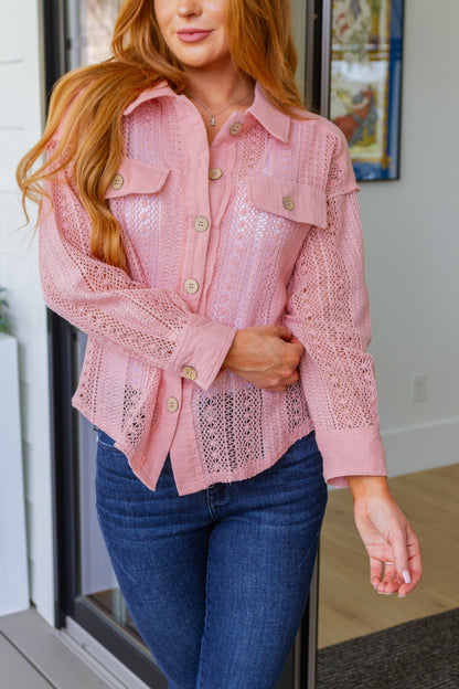 Sweeter Than Nectar Lace Button Down in Rose Ave Shops