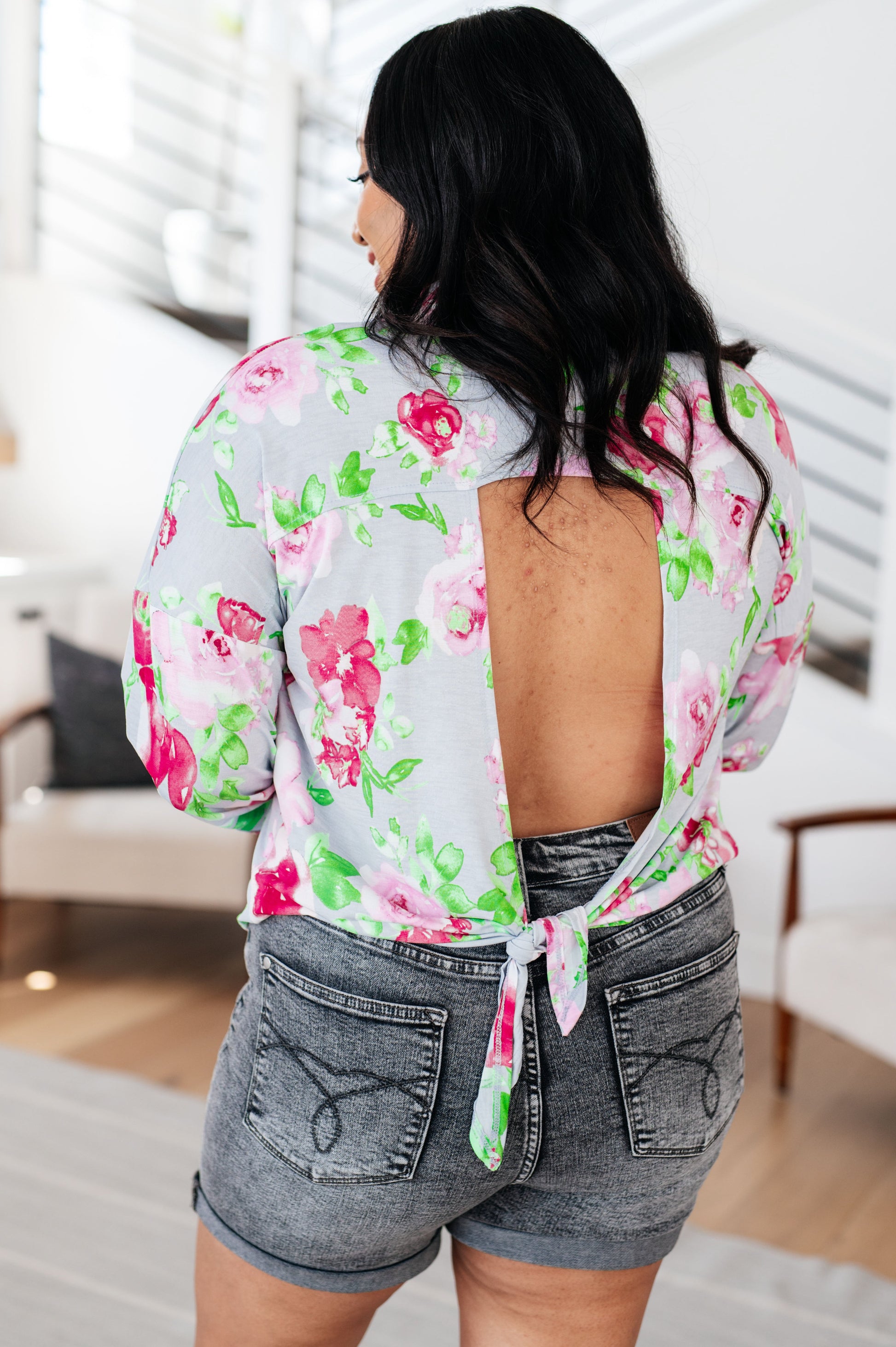 Thinking On It Open Back Floral Top Ave Shops