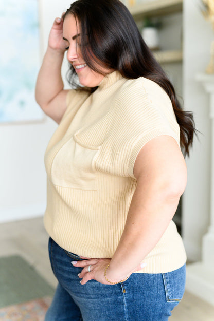 This Little Life Mock Neck Short Sleeve Sweater in Oatmeal Ave Shops