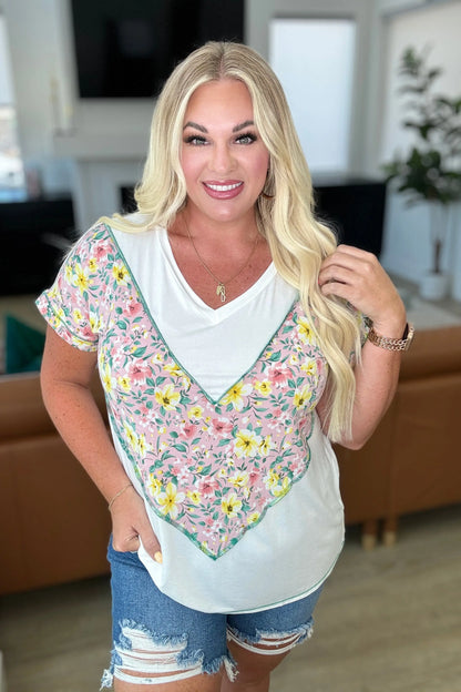 To Rock a Rhyme Color Block Top in Pink Floral Ave Shops