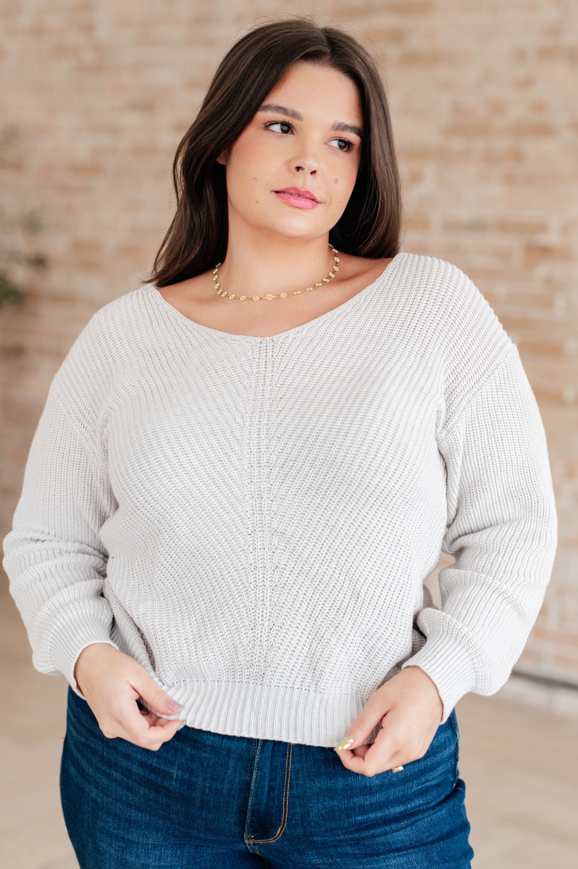 Told You So Ribbed Knit V Neck Sweater Ave Shops