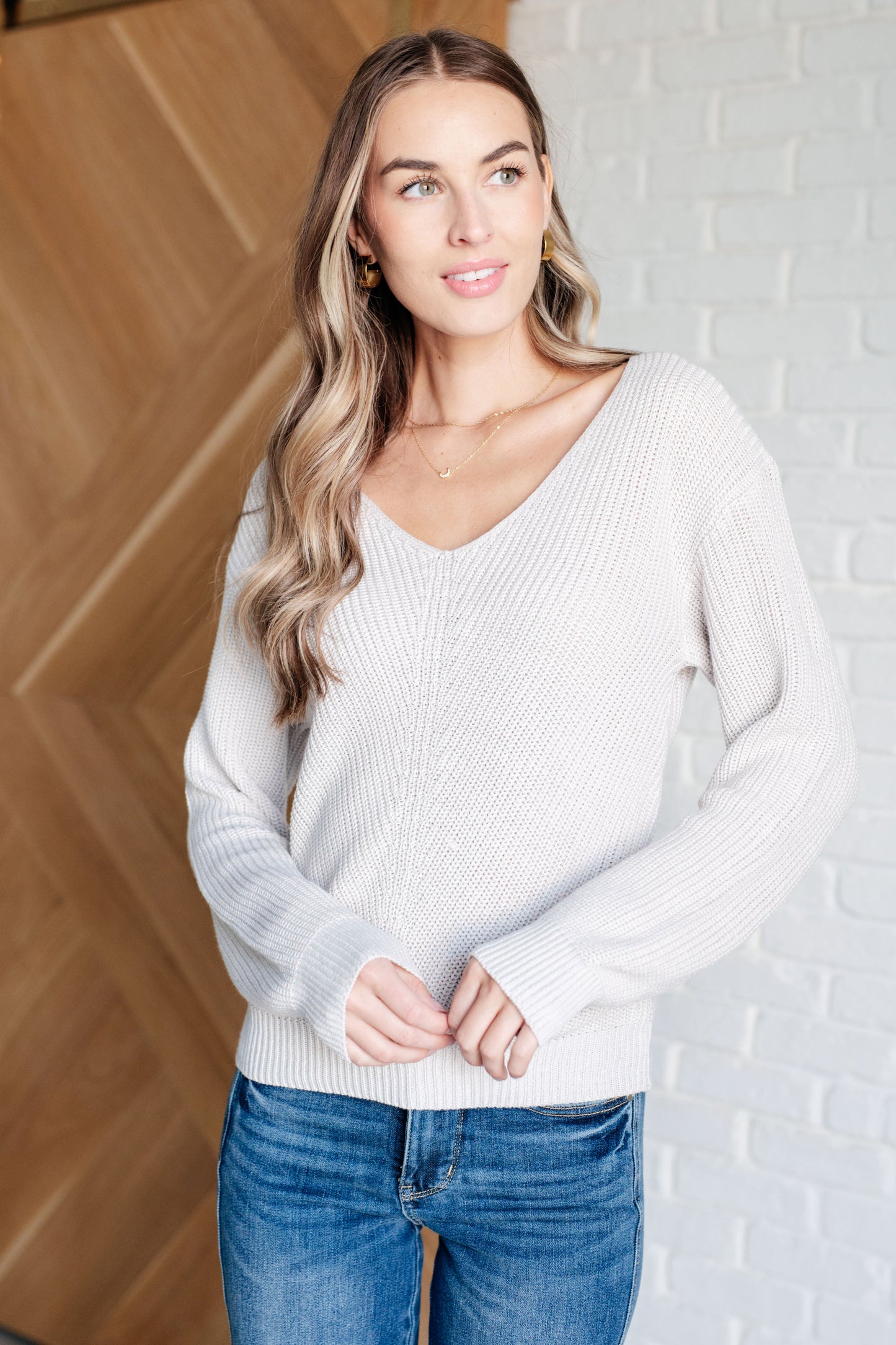 Told You So Ribbed Knit V Neck Sweater Ave Shops