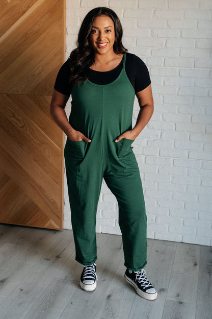 Totally Me Spaghetti Strap Jumpsuit in Dark Green Ave Shops