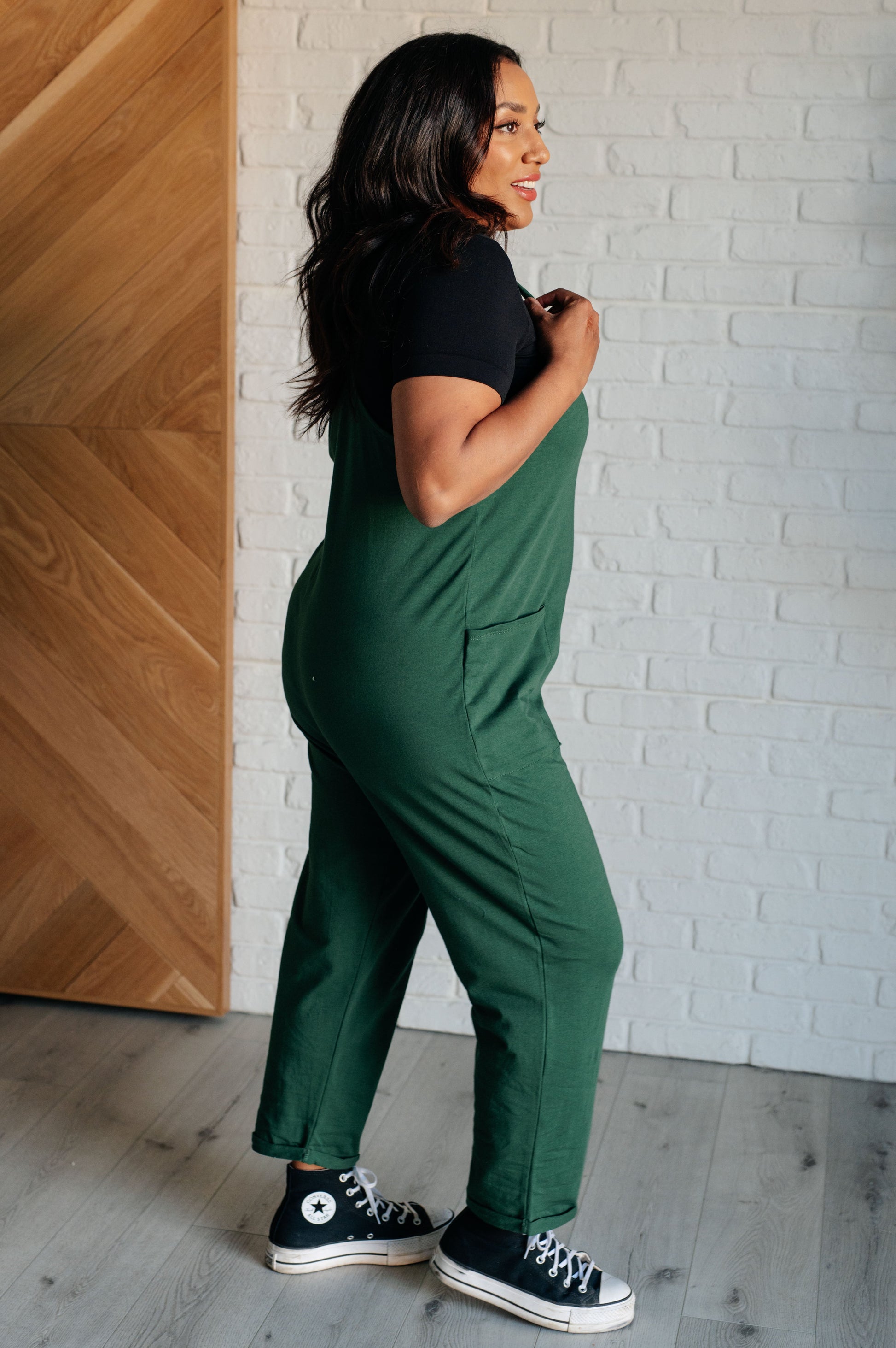 Totally Me Spaghetti Strap Jumpsuit in Dark Green Ave Shops