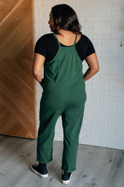 Totally Me Spaghetti Strap Jumpsuit in Dark Green Ave Shops