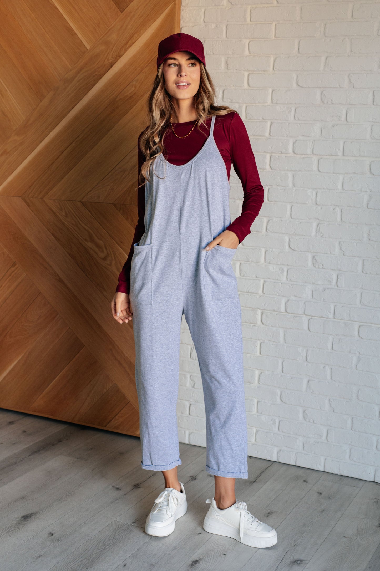 Totally Me Spaghetti Strap Jumpsuit in Heather Grey Ave Shops