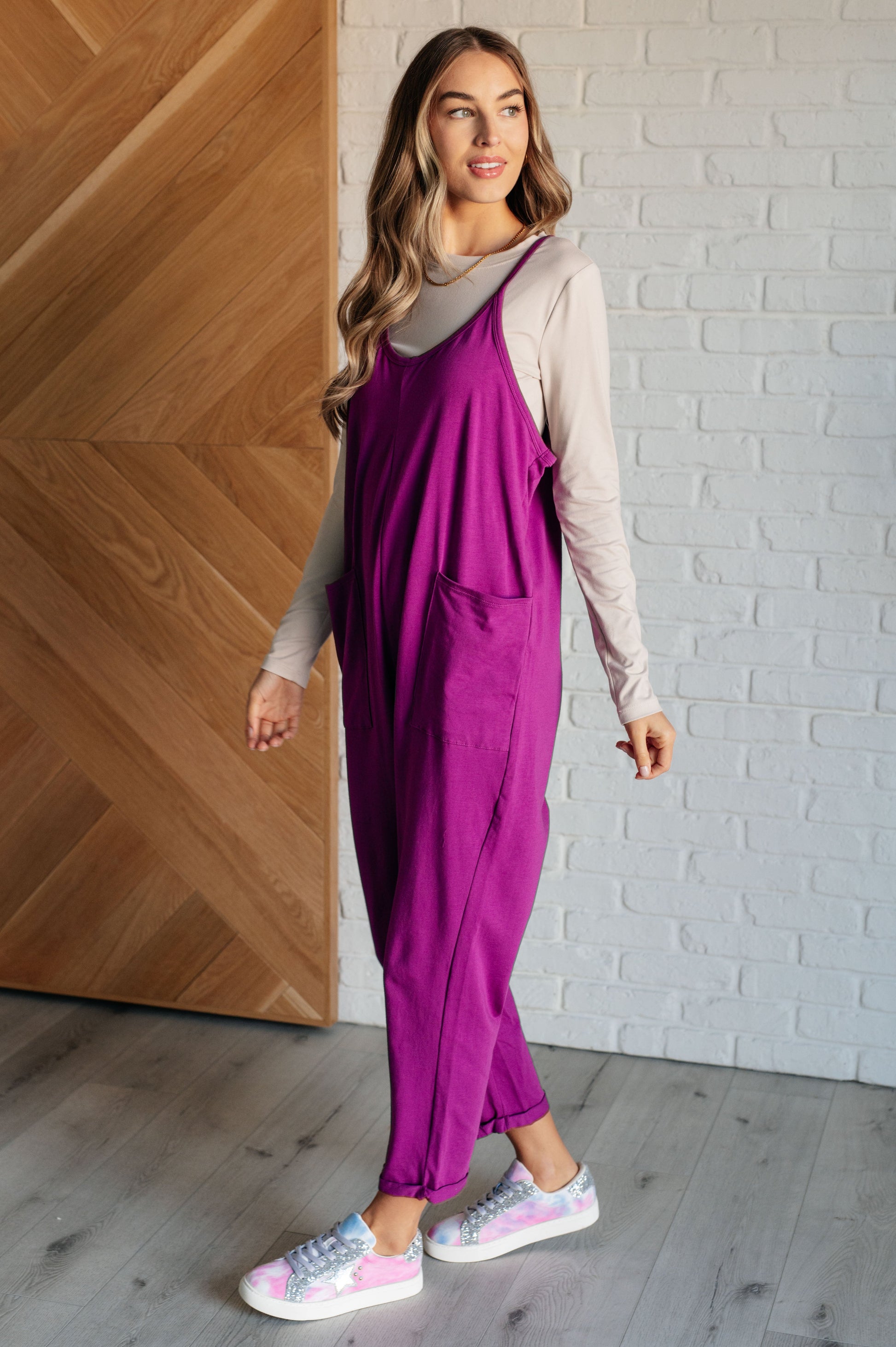 Totally Me Spaghetti Strap Jumpsuit in Light Plum Ave Shops