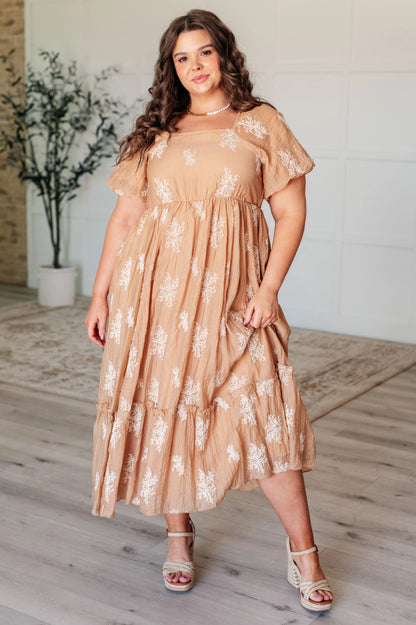 Trusting My Intuition Balloon Sleeve Dress in Camel Ave Shops