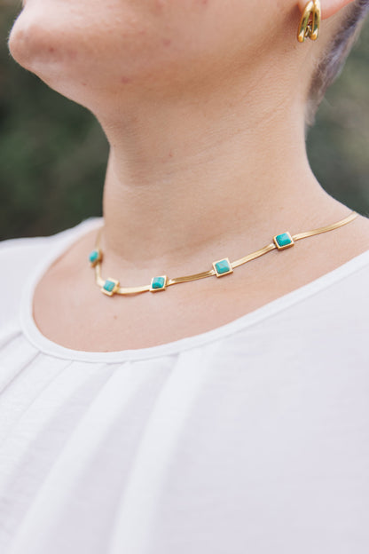 Turquoise Squares Necklace Ave Shops