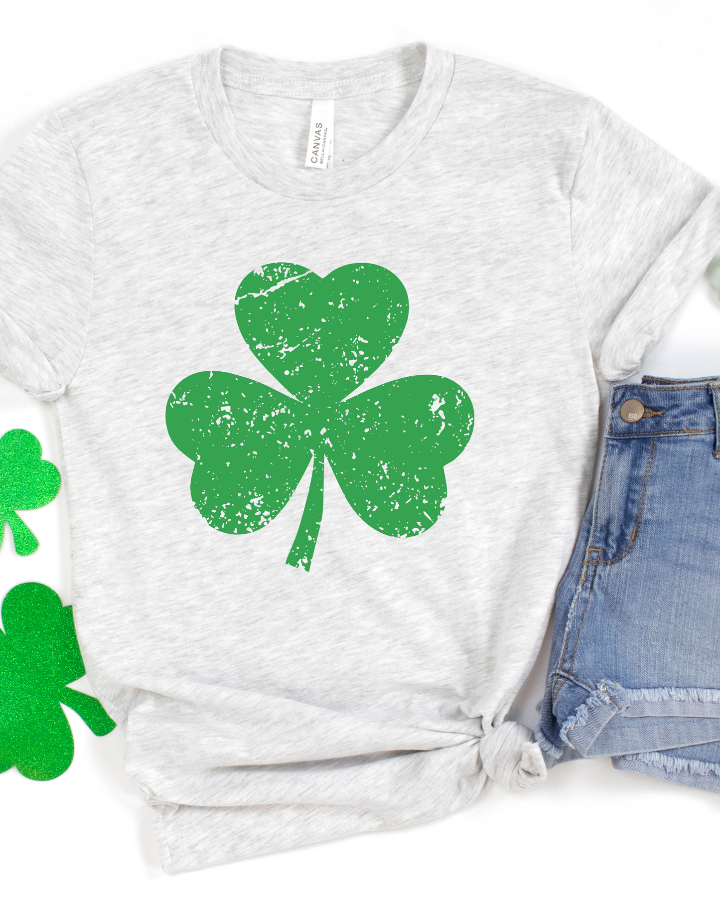 Distressed Graphic Shamrock Tee Shirt - The Magnolia Cottage Boutique