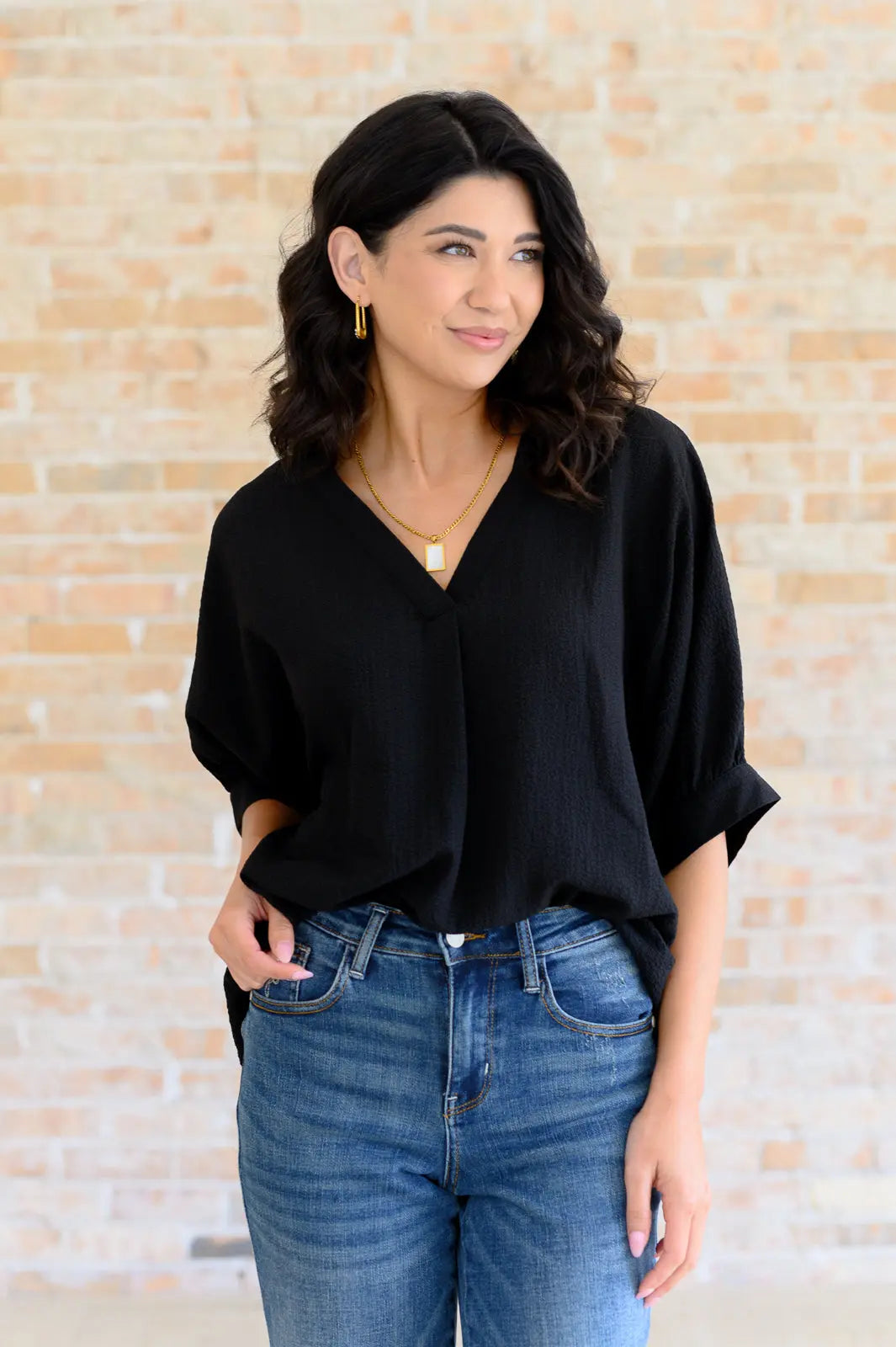 Up For Anything V-Neck Blouse in Black Ave Shops