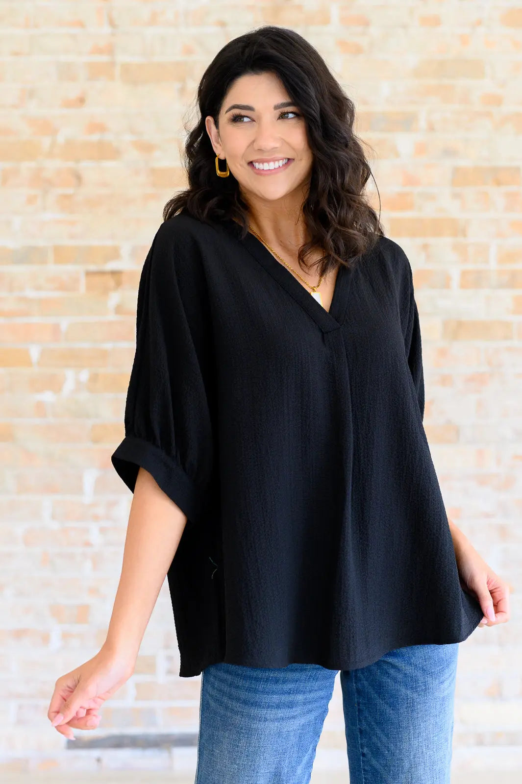 Up For Anything V-Neck Blouse in Black Ave Shops