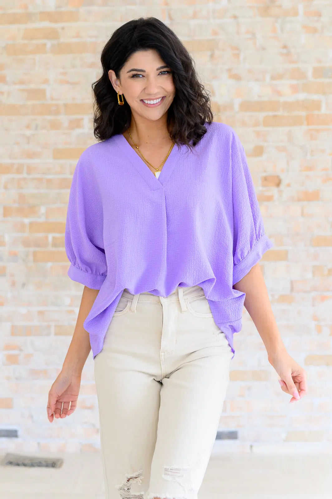 Up For Anything V-Neck Blouse in Lavender Ave Shops