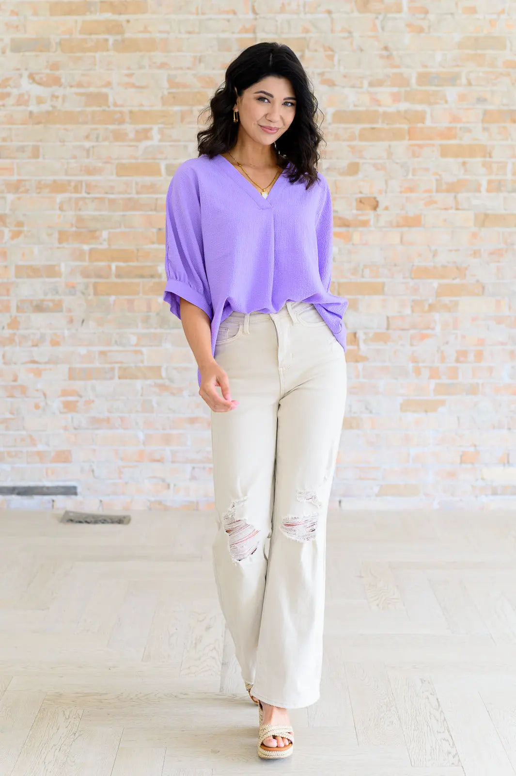 Up For Anything V-Neck Blouse in Lavender Ave Shops