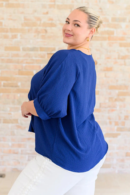 Up For Anything V-Neck Blouse in Navy Ave Shops