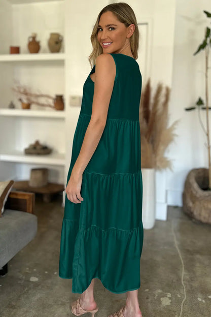 V-Neck Sleeveless Midi Tiered Dress Trendsi