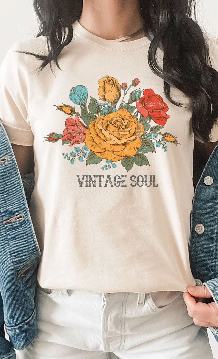 Vintage Soul Floral Graphic Tee in Cream The Magnolia Cottage Boutique