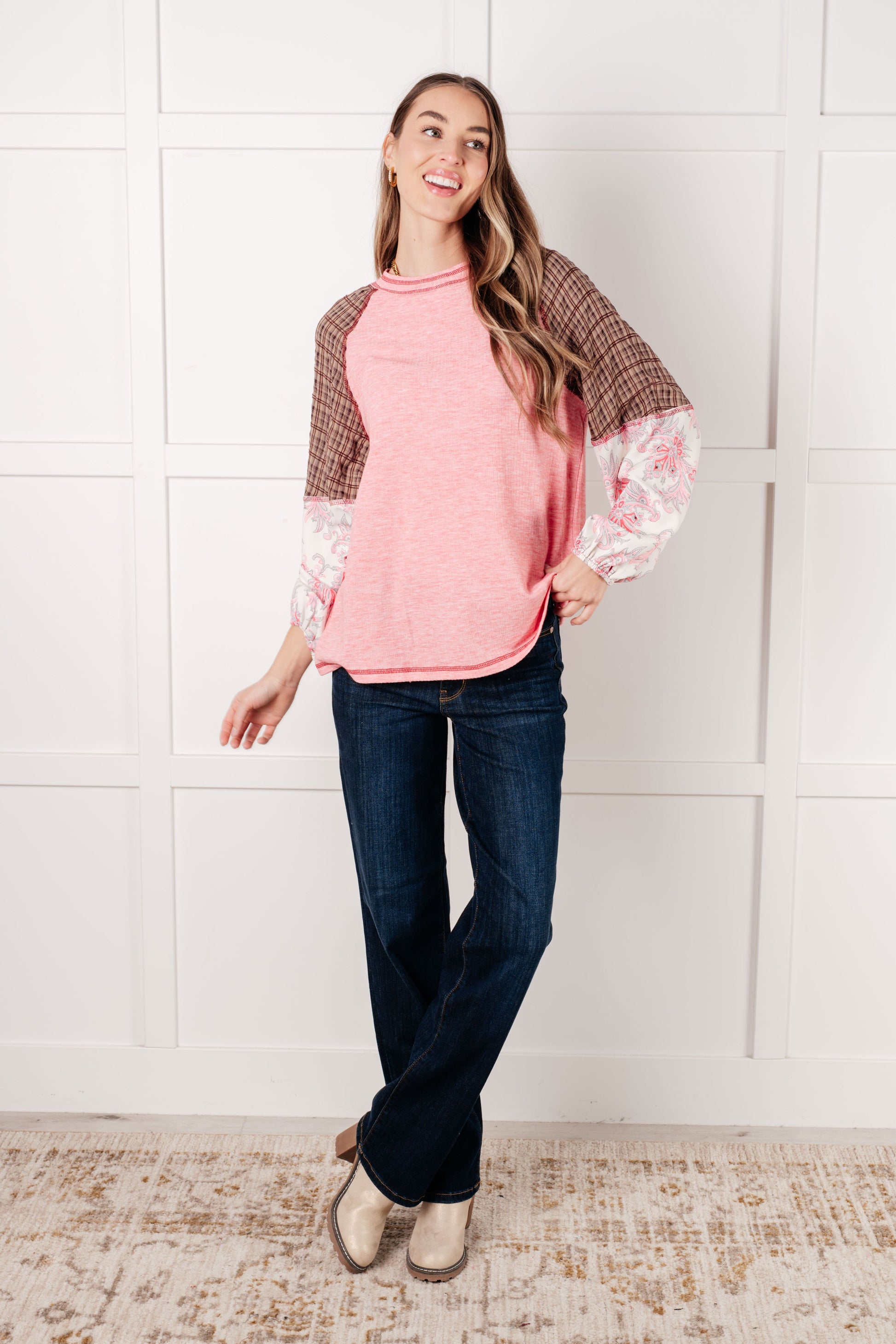 Walk for Miles Floral Color Block Top Ave Shops