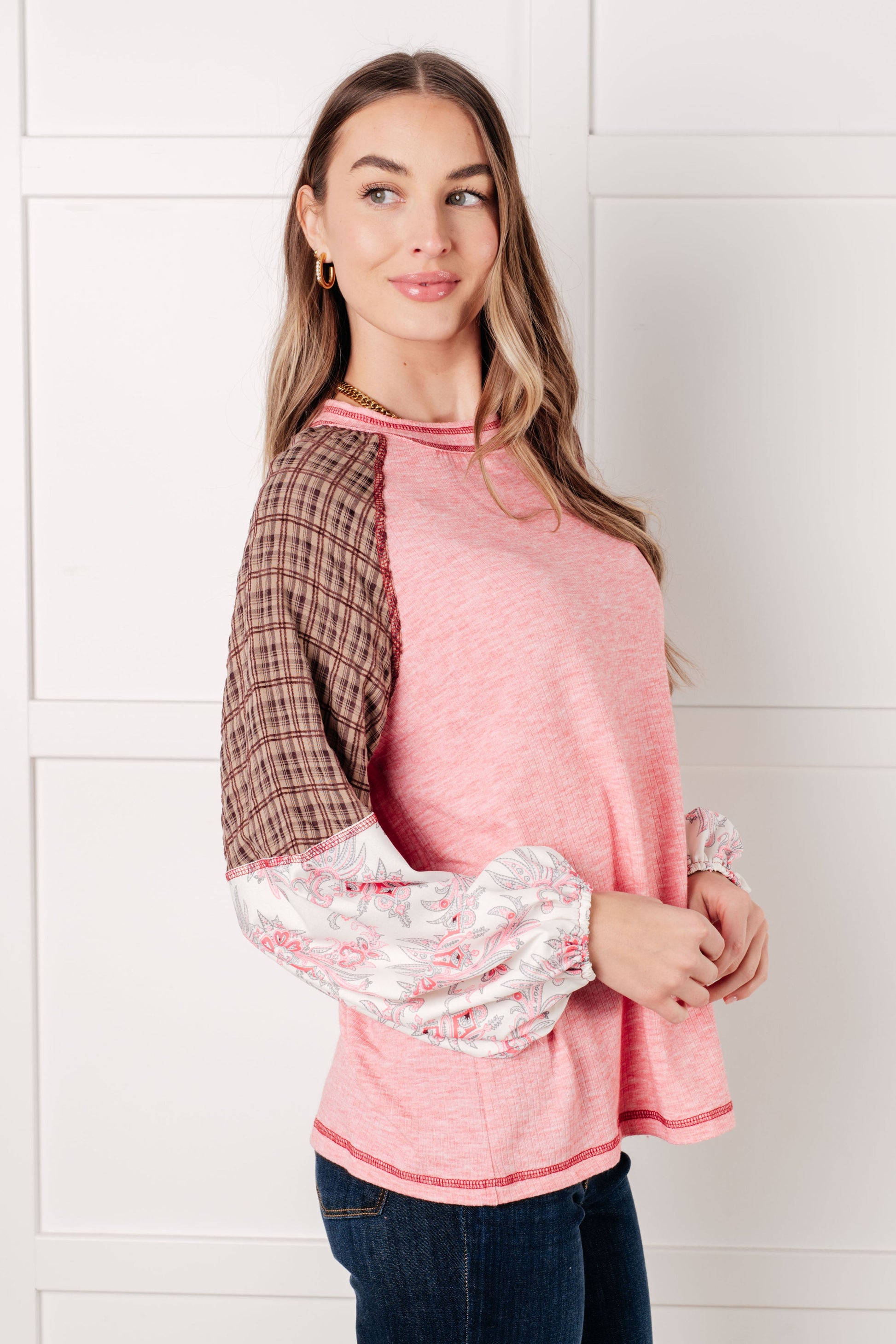 Walk for Miles Floral Color Block Top Ave Shops