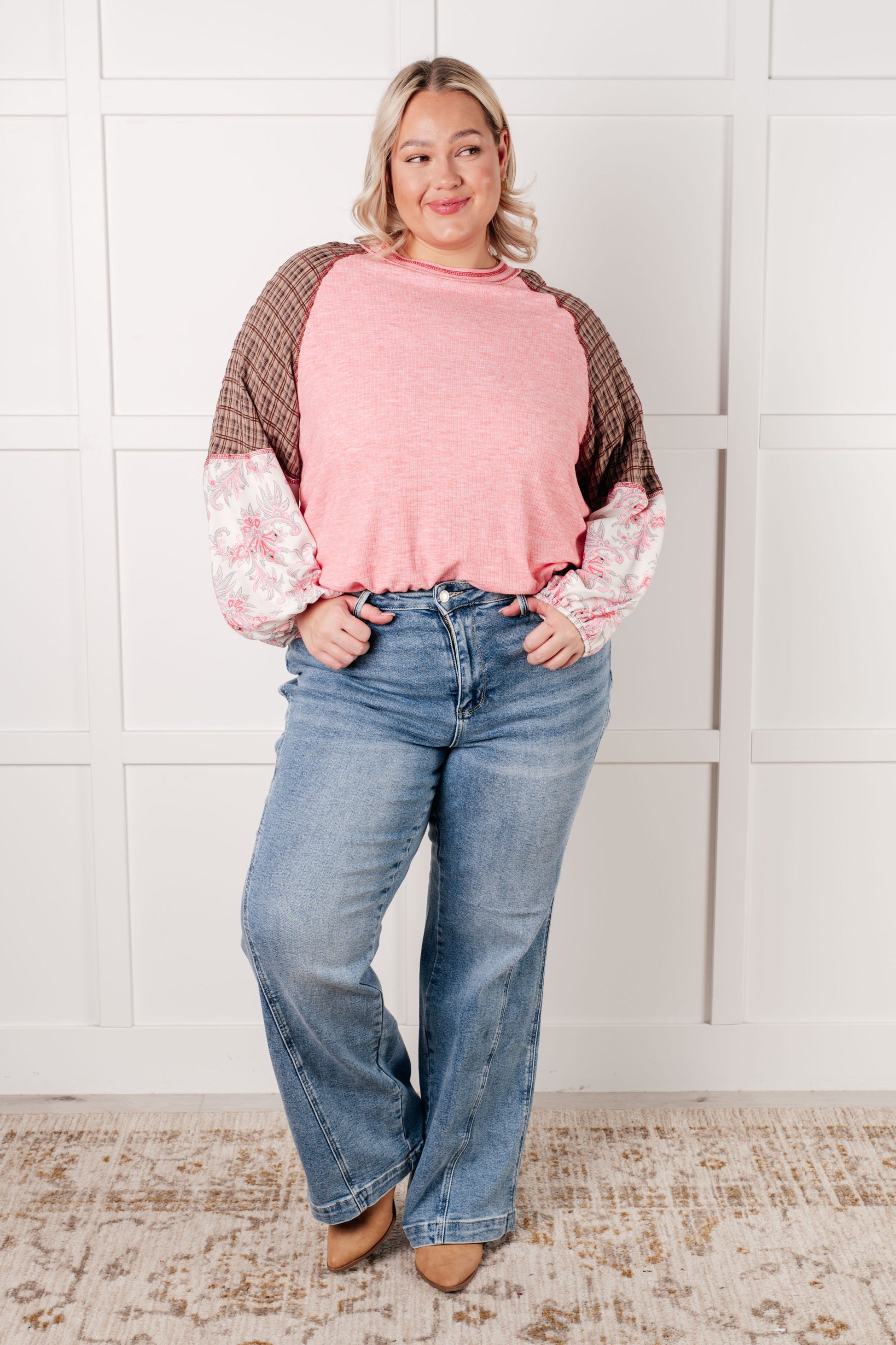 Walk for Miles Floral Color Block Top Ave Shops