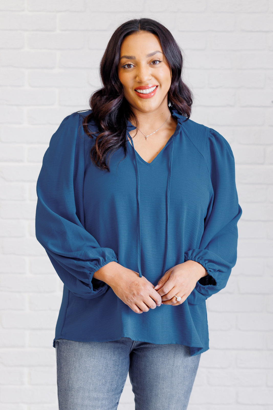 We Believe Keyhole Tie Detail Blouse Ave Shops