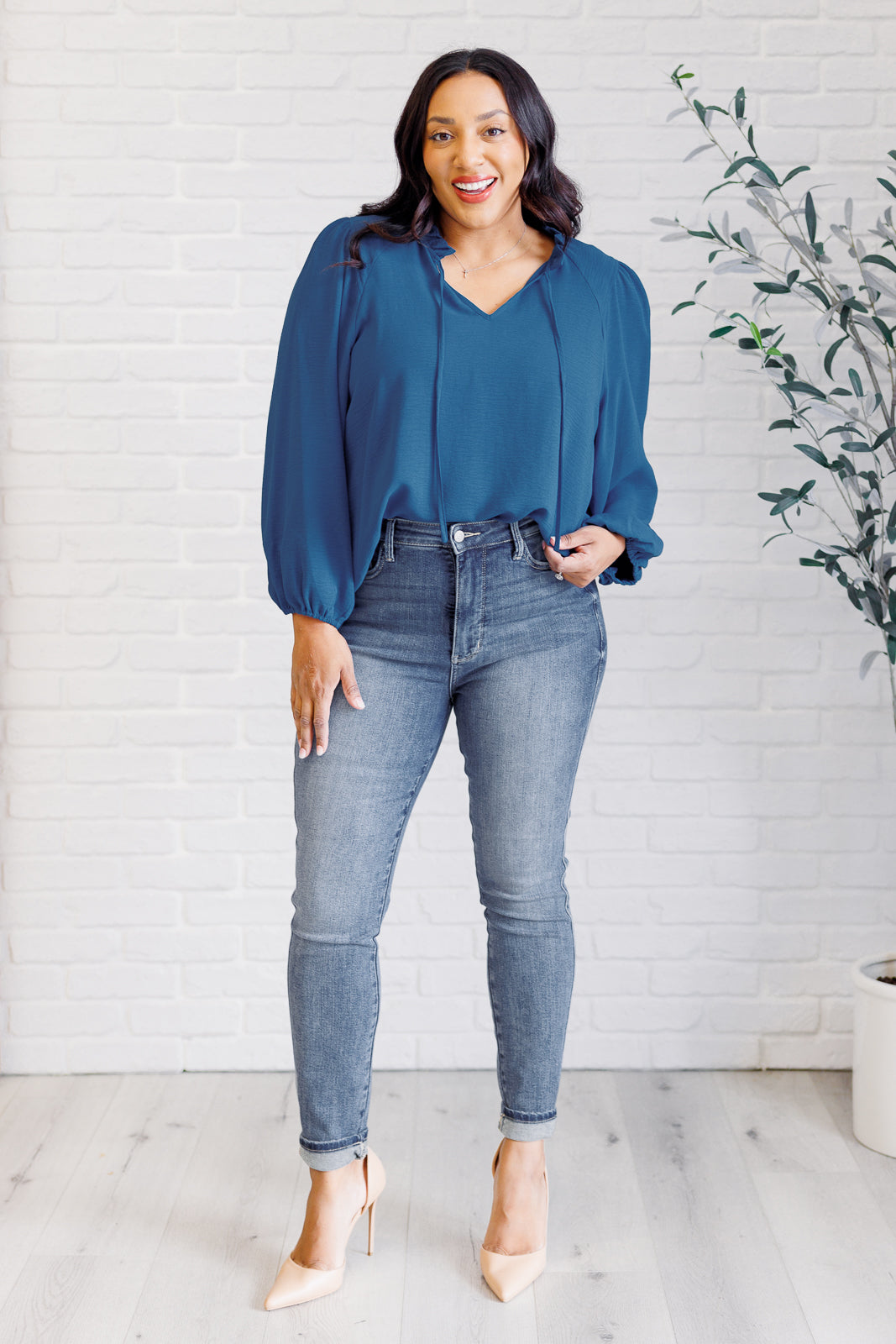 We Believe Keyhole Tie Detail Blouse Ave Shops