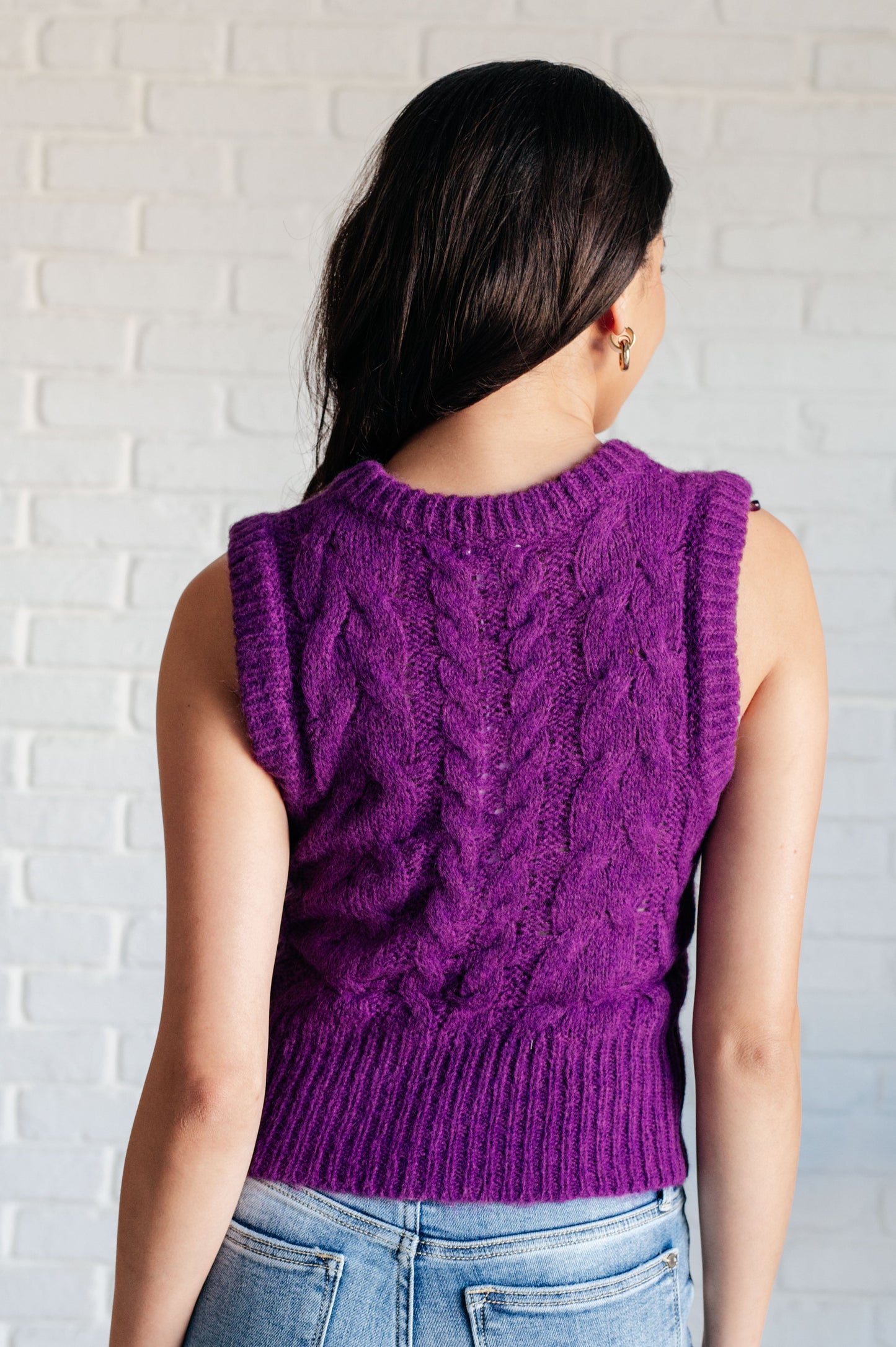 What's On Your Mind Cable Knit Vest Ave Shops