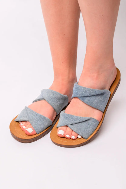 With a Twist Sandal in Denim Ave Shops