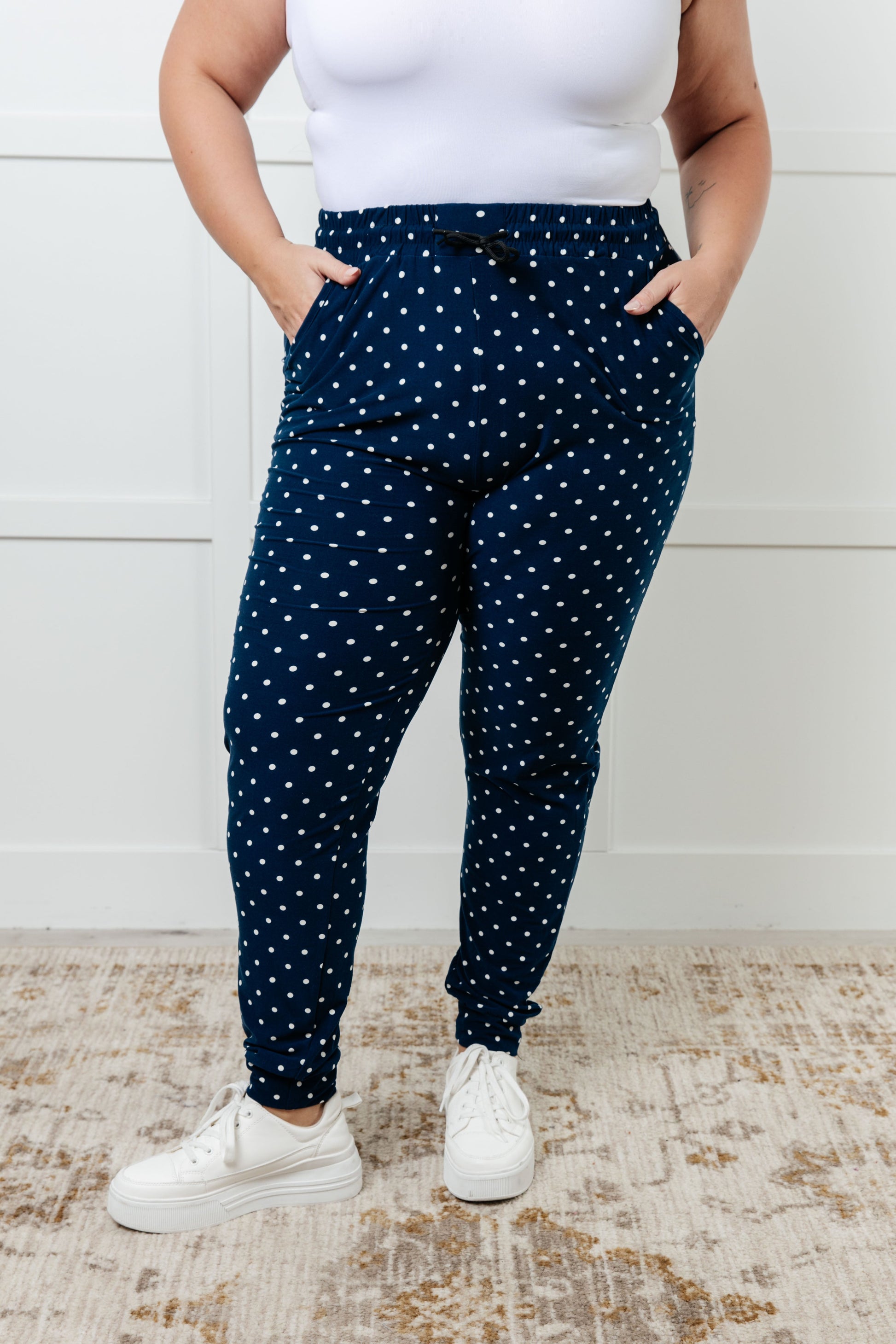 Your New Favorite Joggers in White Polka Dot Ave Shops