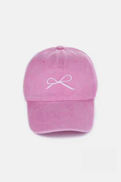 Zenana Bow Embroidered Washed Cotton Caps Trendsi