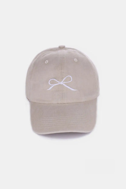 Zenana Bow Embroidered Washed Cotton Caps Trendsi