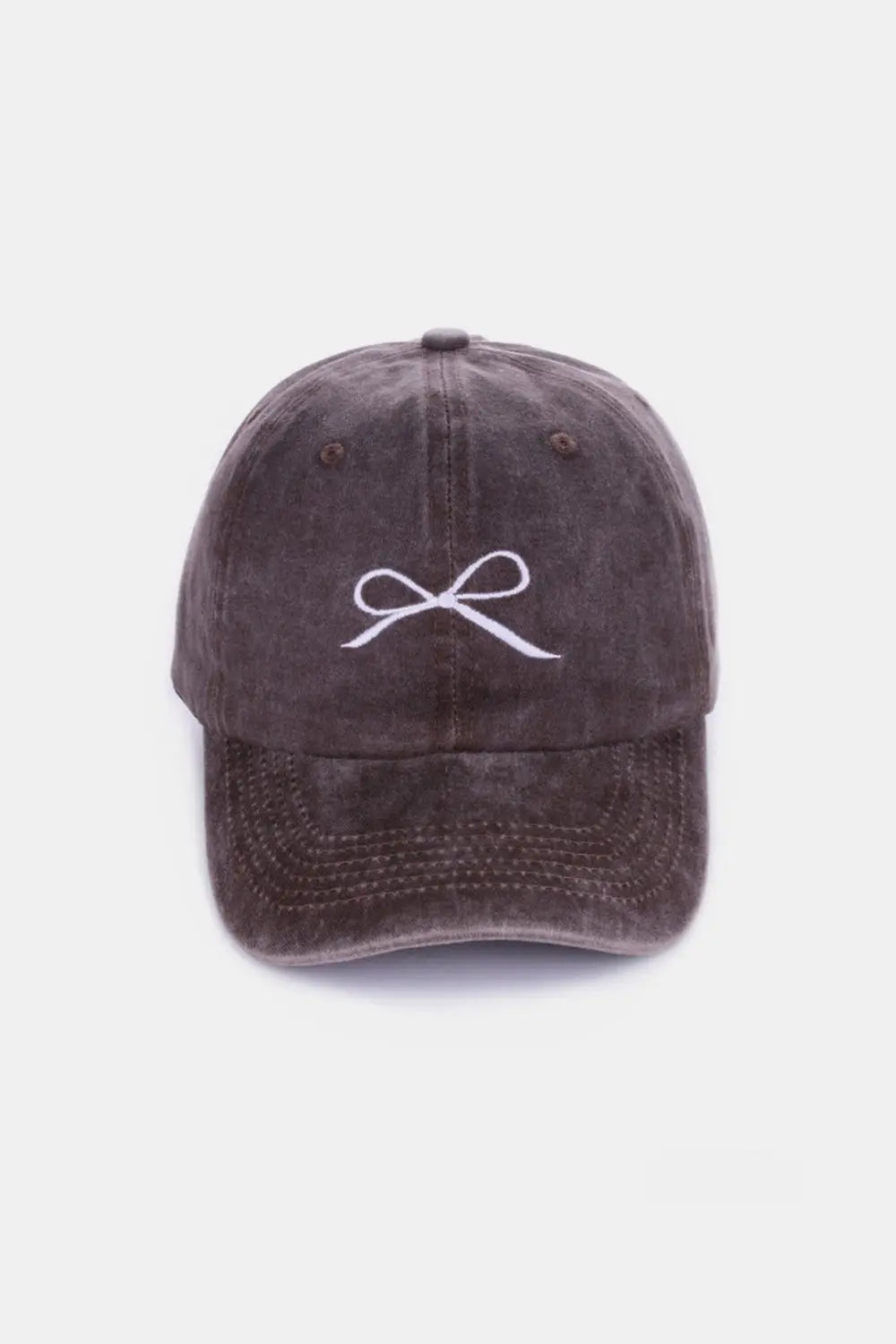 Zenana Bow Embroidered Washed Cotton Caps Trendsi