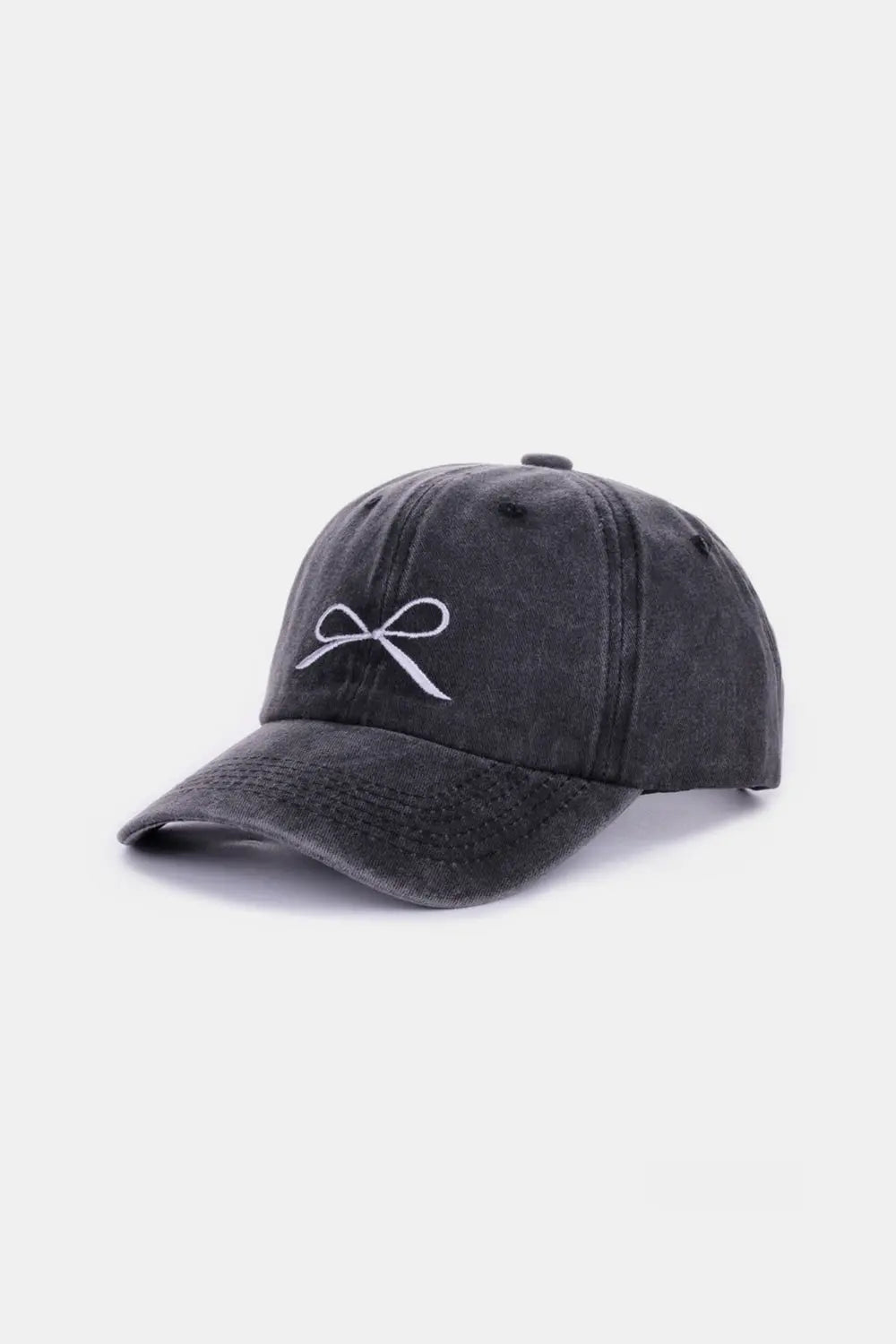 Zenana Bow Embroidered Washed Cotton Caps Trendsi