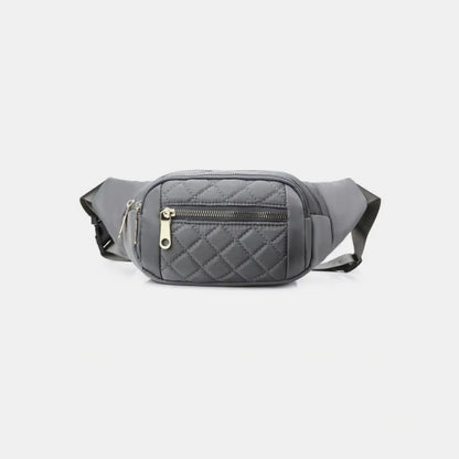 Zenana Quilted Multi Pocket Waist Belt Bag Trendsi