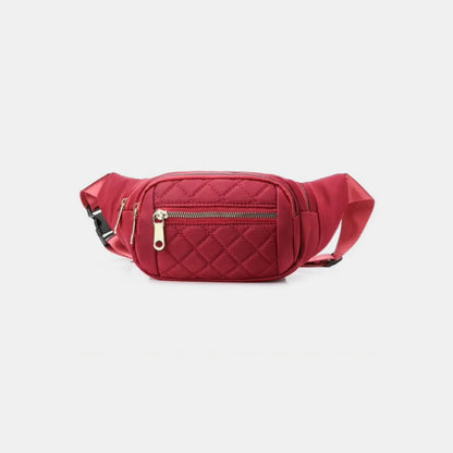 Zenana Quilted Multi Pocket Waist Belt Bag Trendsi