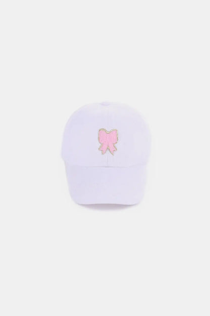 Zenana Ribbon Bow Chenille Patch Baseball Cap Trendsi