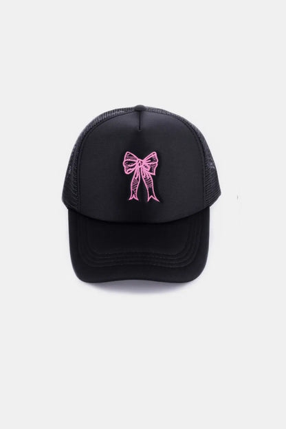 Zenana Ribbon Bow Embroidery Trucker Hat Trendsi