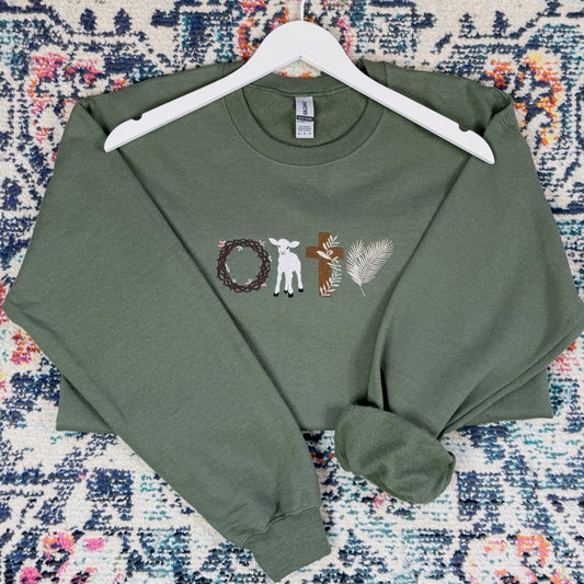 Easter Symbols Embroidered Sweatshirt Ave Shops
