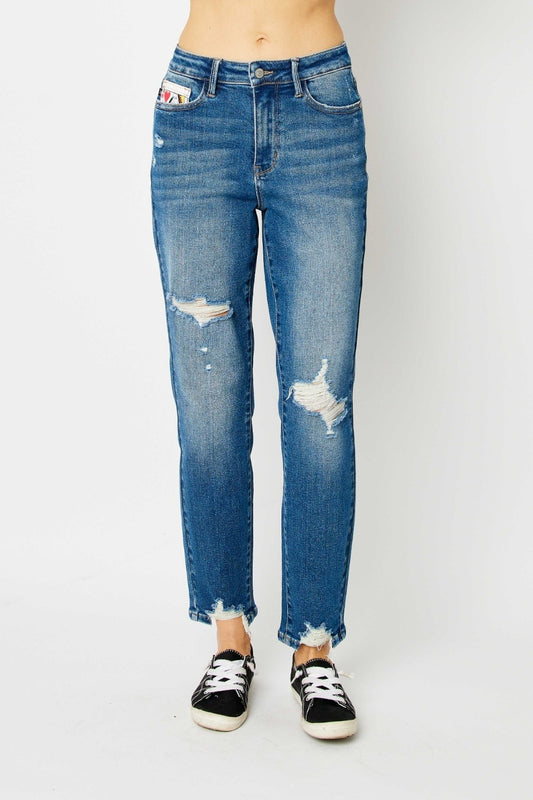 Judy Blue Full Size Distressed Slim Jeans Trendsi